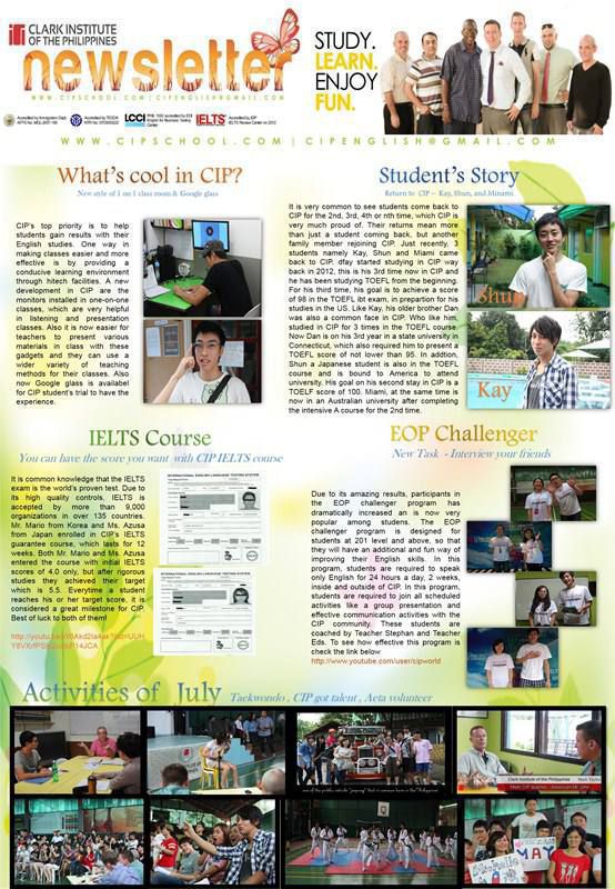 Bản tin tháng 8 của Trường Anh ngữ CIP